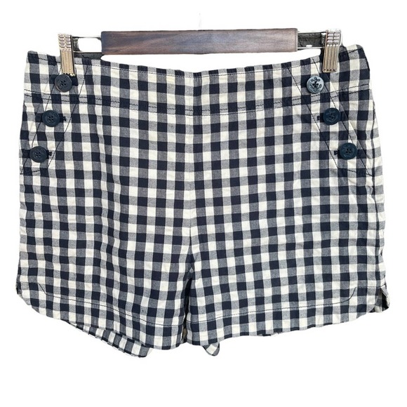 LOFT Pants - Ann Taylor Loft Shorts Womens Size 8 Blue White Gingham High Rise Nautical